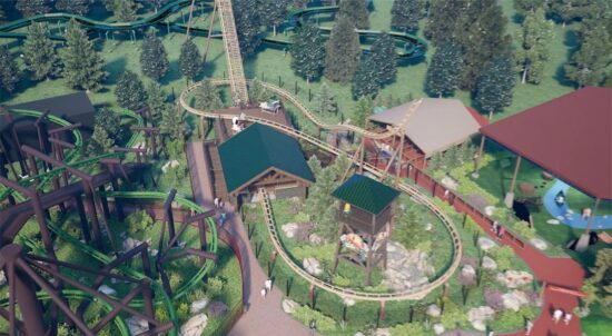 Aerial view from the concept art of the upcoming Camp Snoopy expansion, opening in 2024 at Kings Island