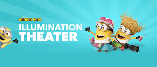 Banner for the Illumination Theater at Minion Land in Universal Studios Florida featuring the Minions