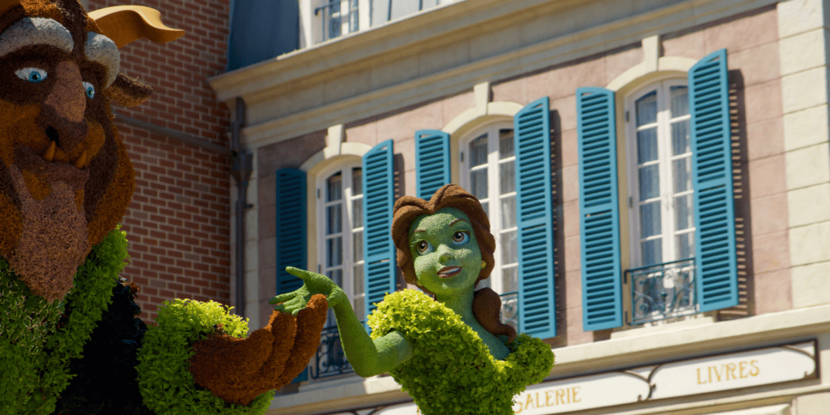 Beauty and The Beast landscaped artwork at Disney World, Orlando Florida