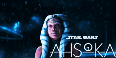 Rosario Dawson's Ahsoka Tano with the Ahsoka Logo