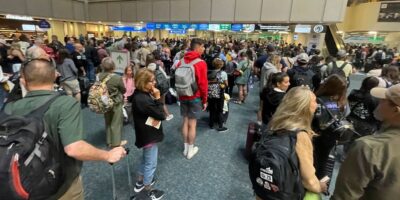 Crowds flooding Orlando International Airport