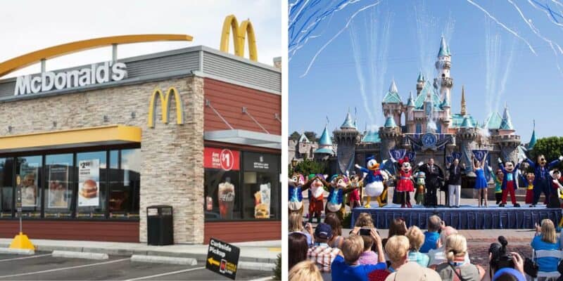 On the left is a McDonald's store; on the right is Cinderella Castle at Disneyland Paris.