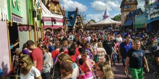 Crowds at Magic Kingdom "it's a small world"