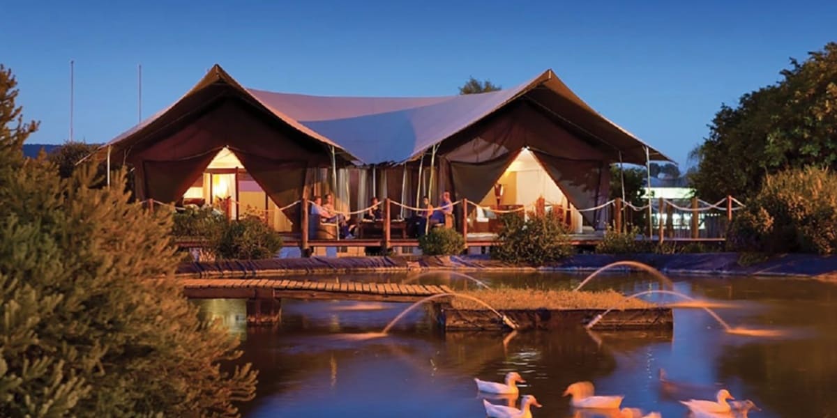 One of the new tents at the Savannah Sunset Resort & Spa at Six Flags Great Adventure safari