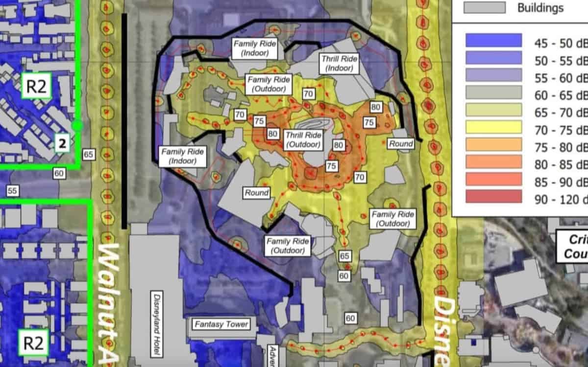 Half of a map in an environmental report about a potential Disneyland expansion through DisneylandForward