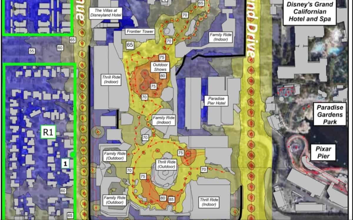 Bottom half of a map in an environmental report about a potential Disneyland expansion through DisneylandForward