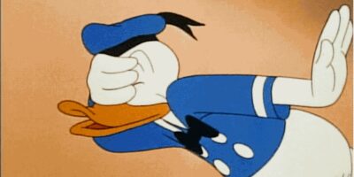 Donald Duck covering his eyes