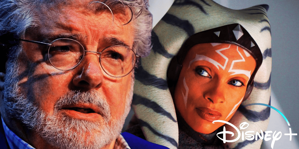 George Lucas with Rosario Dawson's Ahsoka Tano