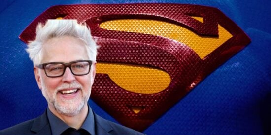 James Gunn with the Superman Logo