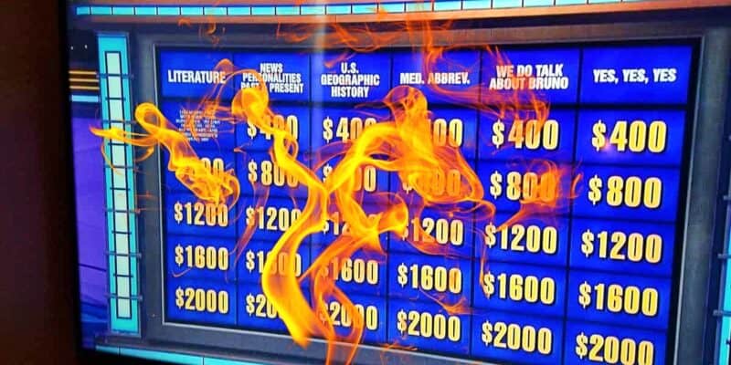 Jeopardy board in flames