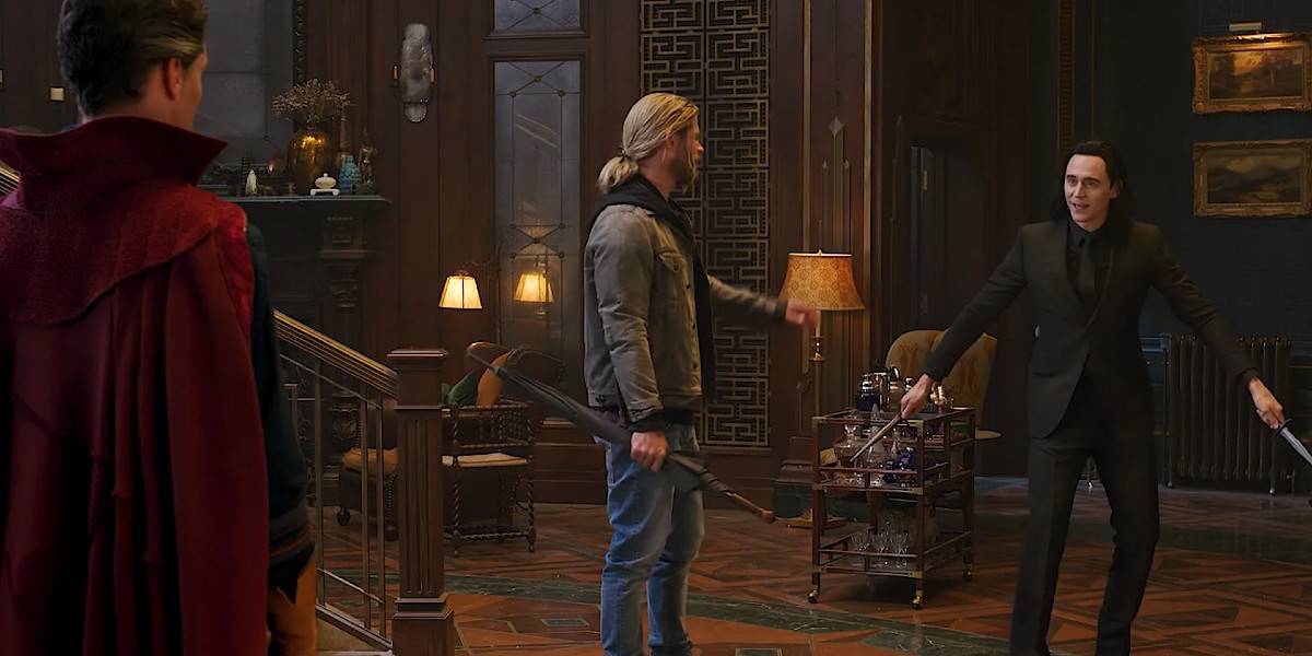 Doctor Strange, Thor, and Loki in Thor: Ragnarok