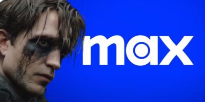 Robert Pattinson as Batman with the Max logo