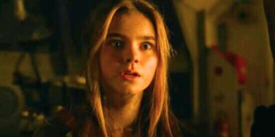 Maisie Lockwood (Isabella Sermon) looking scared in 'Jurassic World Dominion'