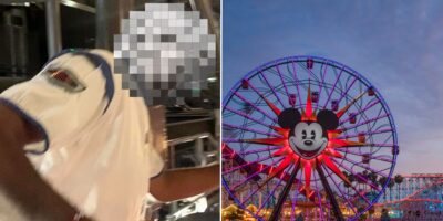 Left: a Disney cast member pushing guests on Space Mountain Right image: Disneyland Park