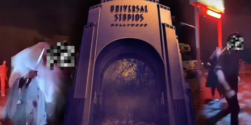 The Universal Studios Hollywood front entrance during Halloween Horror Nights