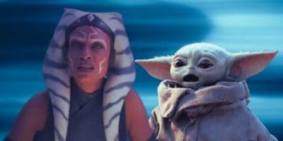 (L) Ahsoka looking shocked (R) Grogu looking shocked