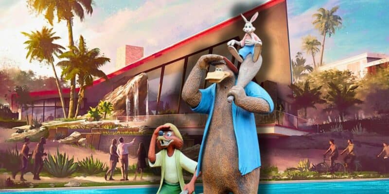 Splash Mountain characters overlooking the new Storyliving by Disney community coming soon to California