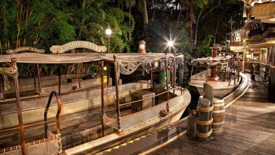 Jungle Cruise boats docked in Disneyland Park