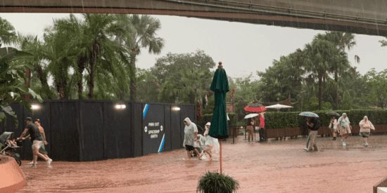Rain and flooding at EPCOT in Walt Disney World Resort