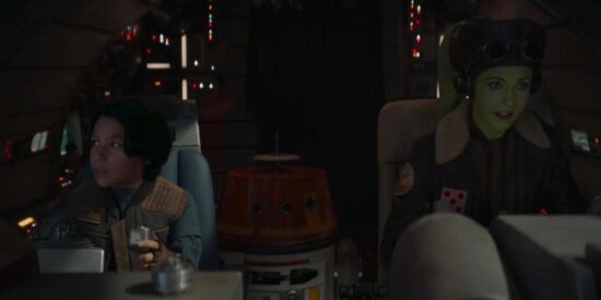 Hera and Jacen Syndulla piloting the Ghost in 'Ahsoka' Episode 4