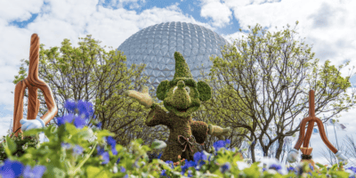 The entrance display during the 2021 Epcot International Flower and Garden Festival in Disney World