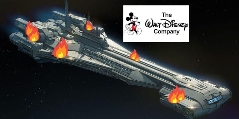 A picture of Disney's Galactic Starcruiser on fire