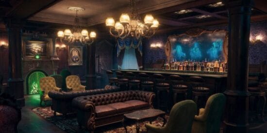 A brand-new Haunted Mansion bar on the Disney Treasure Cruise Ship.