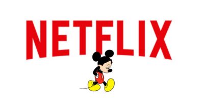 Netflix logo with Sad Mickey Mouse