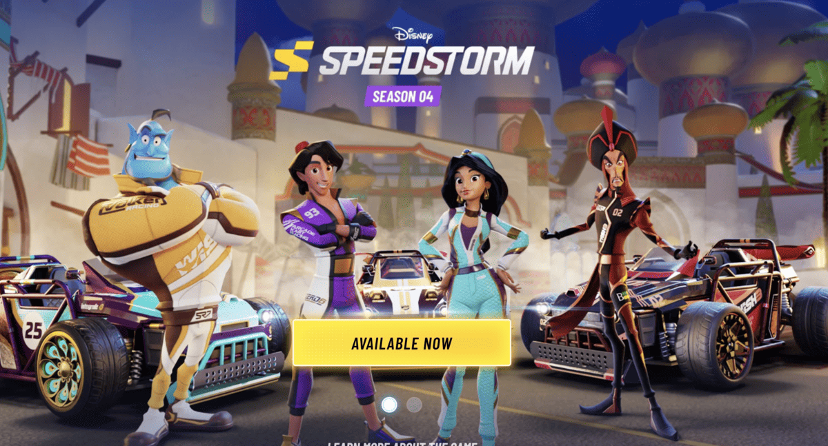 Opening page on Disney Speedstorm