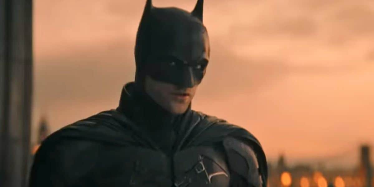 Robert Pattinson on the rooftop in 'The Batman'