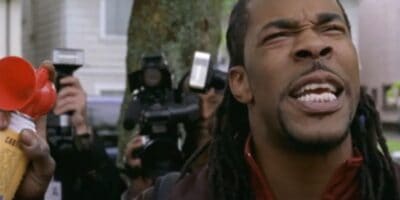 Busta Rhymes saying "Let the dangertainment begin" in 'Halloween: Resurrection'