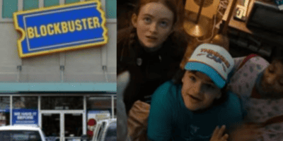 Blockbuster (left) and Netflix's Stranger Things (right)