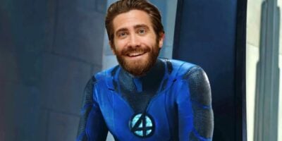 Jake Gyllenhaal's goofy smiling head edited on top of John Krasinski's Mister Fantastic body