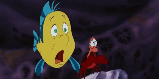 Flounder and Sebastian in Disney's The Little Mermaid.