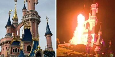 Disneyland Paris Disney Dreams! fire on Sleeping Beauty Castle