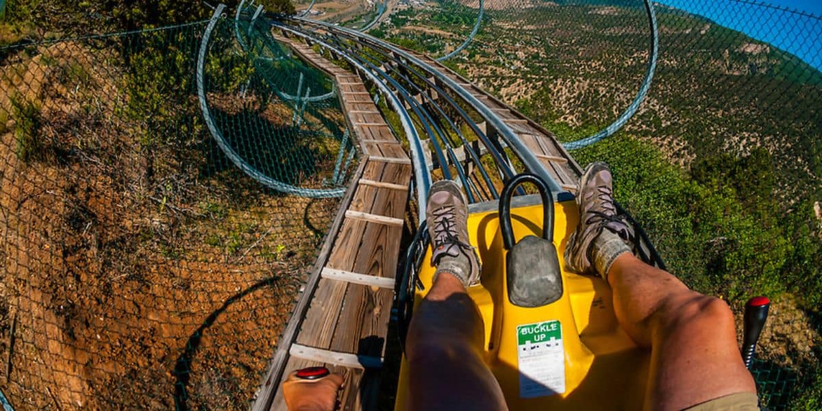 Guests ride roller coaster at Glenwood Caverns Adventure Park