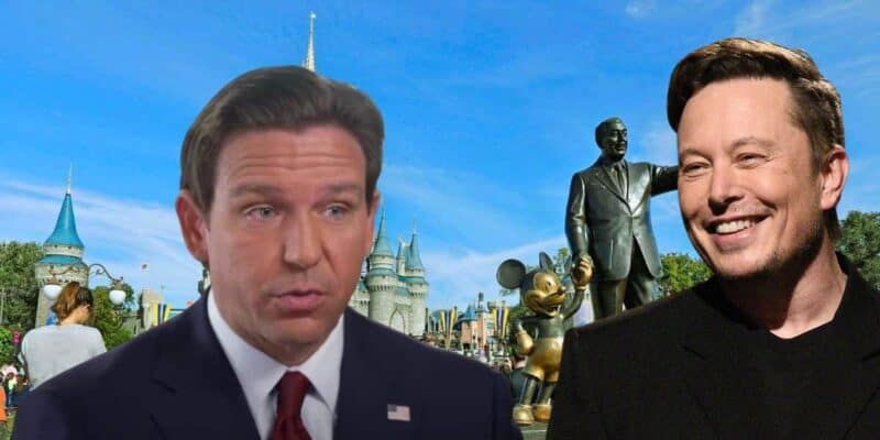 Ron DeSantis collaged with Elon Musk at Disney World
