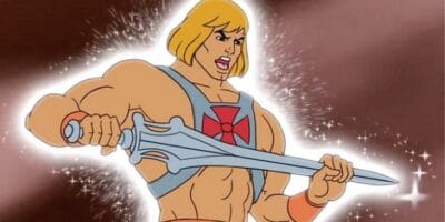 Prince Adam transforming into He-Man in the original series