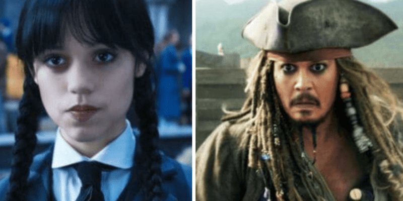 Jenna Ortega from Netflix's 'Wednesday' and Johnny Depp as Captain Jack Sparrow.