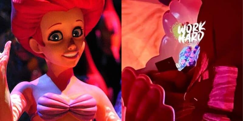 Guest pulls out item on Little Mermaid ride at Magic Kingdom