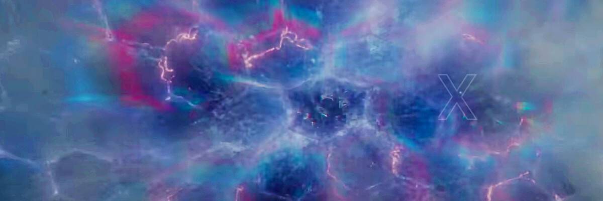 A clip from The Marvels trailer featuring an "X"