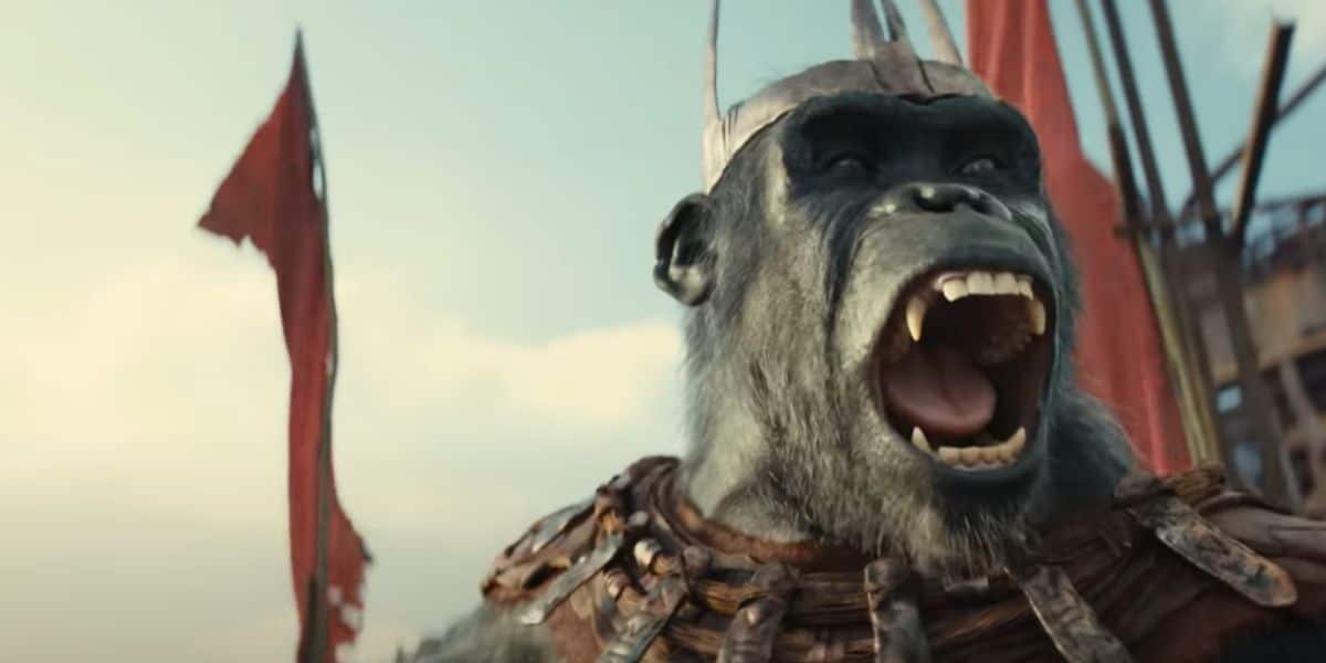 Proximus Caesar (Kevin Durand) talking to the apes in the 'Kingdom of the Planet of the Apes' trailer