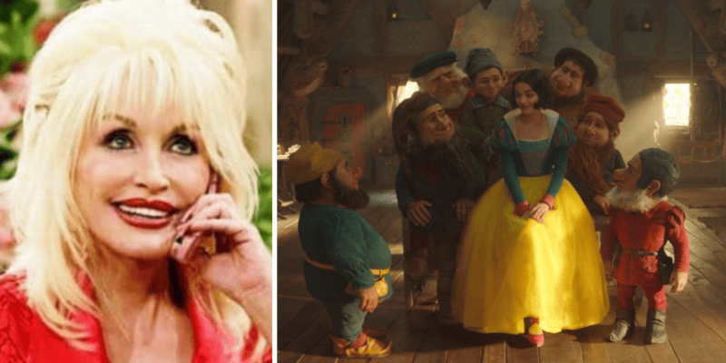 Dolly Parton (left) appearing on the Disney Channel and Rachel Zegler (right) in Disney's live-action Snow White film