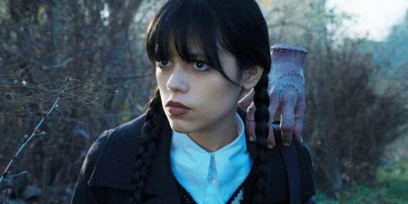 Jenna Ortega as Wednesday Addams with Thing