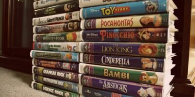 a collection of Disney VHS tapes