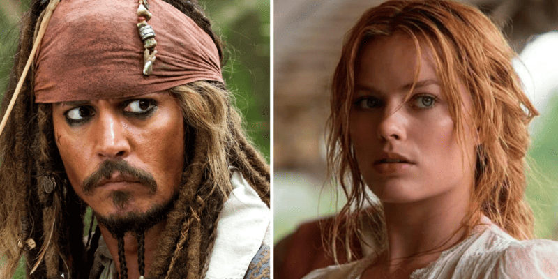 Photo of Johnny Depp next to photo of Margot Robbie.
