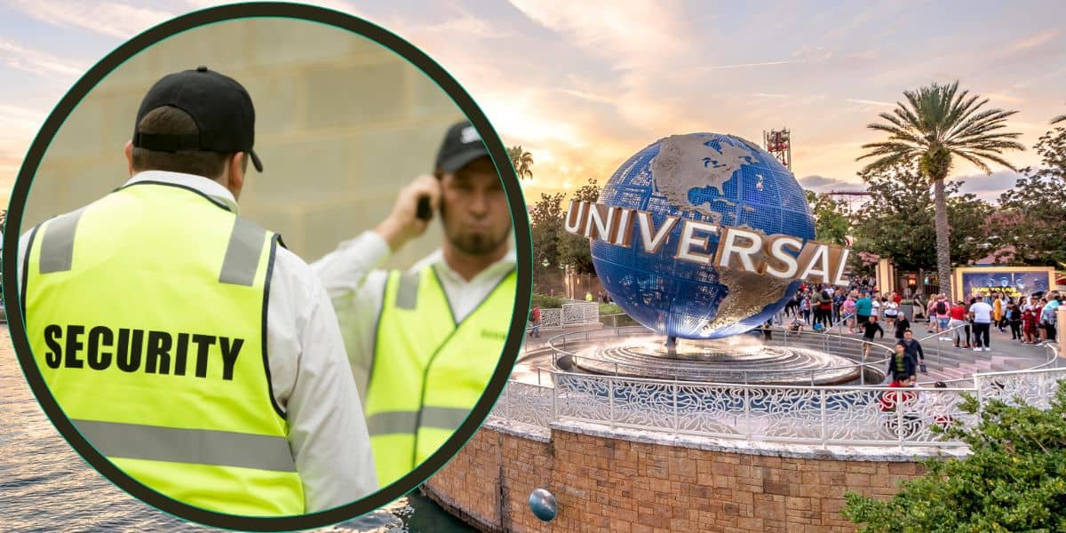 Security members inside of Universal Studios Florida.