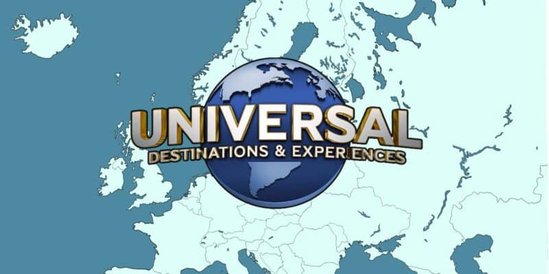 The Universal Destination & Experiences logo in front of a map of Europe.