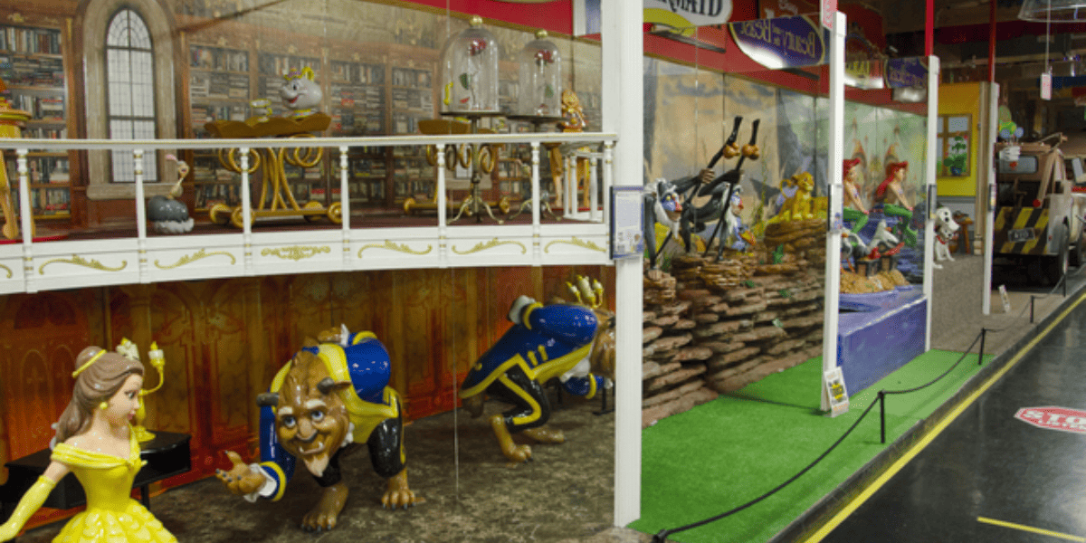 Belle, Beast, 'The Lion King', and Ariel statues on display at the Volo Museum.