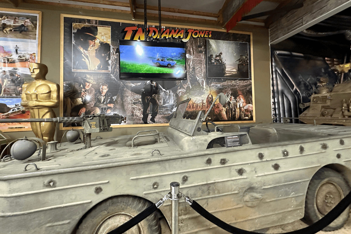 A vehicle used in 'Indiana Jones' on display.
